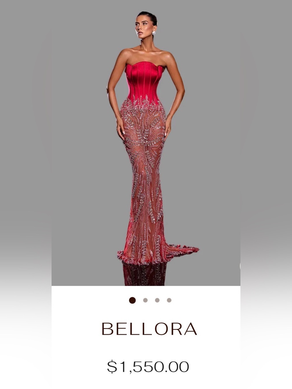 Designer Strapless Red Maxi evening gown luxury